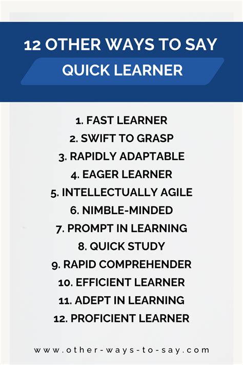 fast learner synonym|other words for quick learner.